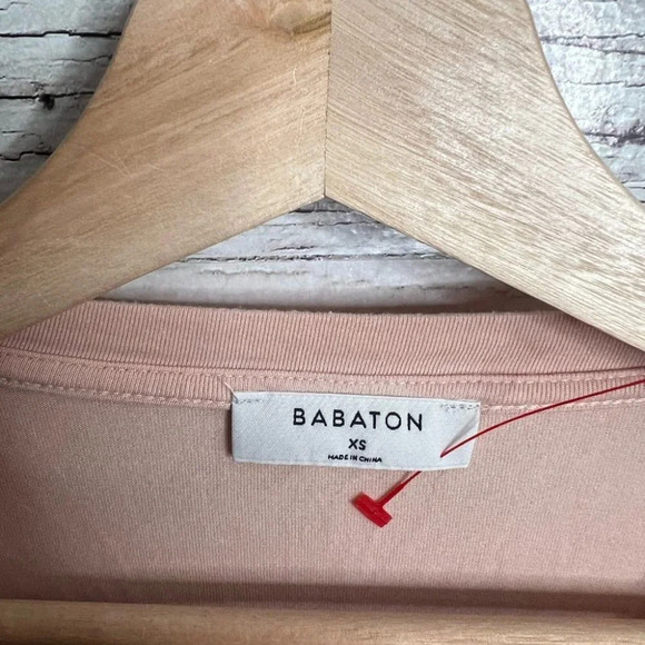 ARITZIA | BABATON Norris  T-Shirt Stretch Jersey Knit 3/4 Sleeve xs pink peach - Picture 7 of 8